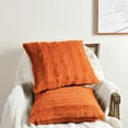 thumbnail image 3 of Cheer Collection Decorative Faux Fur Throw Pillows 26" x 26", Set of 2 - Rust, 3 of 5