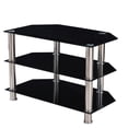 thumbnail image 5 of Pemberly Row Contemporary Glass TV Stand for TVs up to 40" in Black/Chrome, 5 of 7