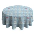 thumbnail image 4 of Blue Christmas Tree Pattern Round Tablecloth 60"x60",Wrinkle Wipeable Table Cloth for Kitchen Dining Room Picnic Patio Party, 4 of 6