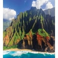 thumbnail image 3 of Ambesonne Hawaii Duvet Cover Set, Mountain Ocean Clouds, 2-Calking, Green Brown, 3 of 7