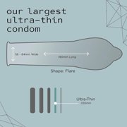 Kimono MicroThin XL Pack of 36 - Ultra Thin Lubricated Condoms, Natural Latex, Vegan-Friendly, No Latex Odor, Extra Thin, Widest-Base - Enhanced Sensitivity