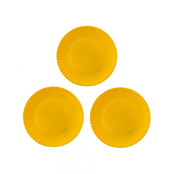Juego 3 Platos Galerias El Triunfo De Melamina Amarillo Diseño Carton 27.5cm