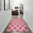 thumbnail image 4 of Ottomanson Non-Slip Area Rug for Living Room 3'3" x 5' Durable Low Profile Carpet, Hot Pink Trellis, 4 of 8