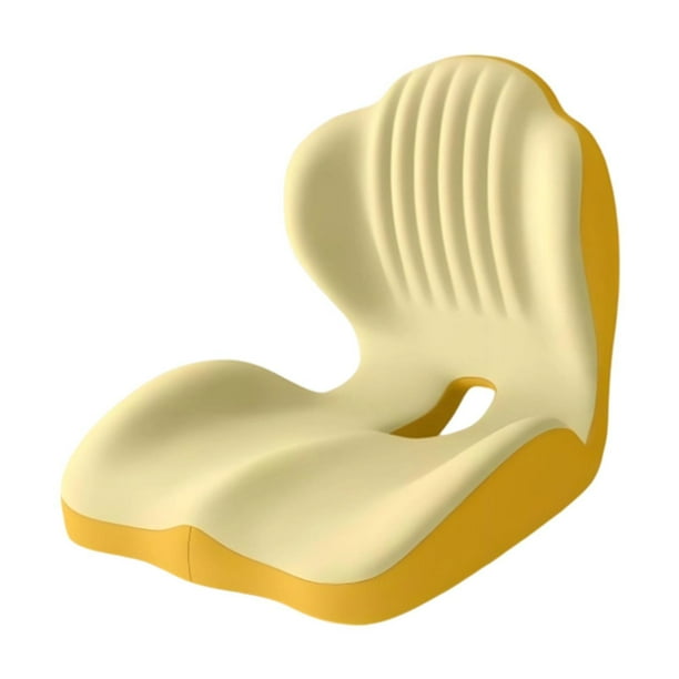 Cojín de asiento transpirable con respaldo para silla de oficina y asiento de coche. Amarillo