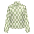 thumbnail image 5 of Jackets for Women Winter Coat Jackets Flannel Stand Collar Jacket(Sage Green Checkerboard Pattern Background,Size:S-4XL), 5 of 7