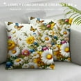 thumbnail image 3 of Nawypu Spring Floral Pillow Cover - with Butterflies and Bees, Watercolor Yellow and White Flowers, Decorative Cushion Case for Home and Living Room Decor, 3 of 5