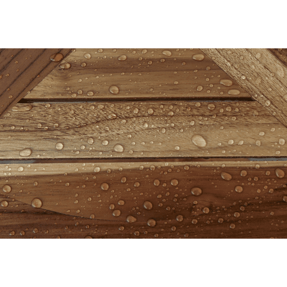 Compact Teak Corner Shower Stool with Shelf in Natural Finish