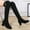 a_Black Over The Knee Boots, variant on Women's Over The Knee Boots Suede High Heel Chunky Heel Buckle Buckle Thigh High Boots Elegant Fashion Pointed Toe Winter Boots Black 40