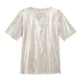thumbnail image 2 of MSemis Women's Shimmery Metallic Short Sleeve Holographic Blouse Party Dancewear, 2 of 2