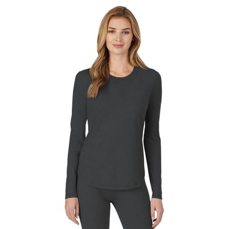 Women's Cuddl Duds® Under Scrubs Crewneck Top Color: Charcoal Size: MEDIUM