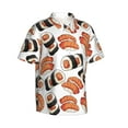 thumbnail image 2 of Balery Sushi Roll Print Men's Hawaiian Shirts Short Sleeve Beach Shirt Relaxed Fit Vacation Button Down Shirts-3X-Large, 2 of 9
