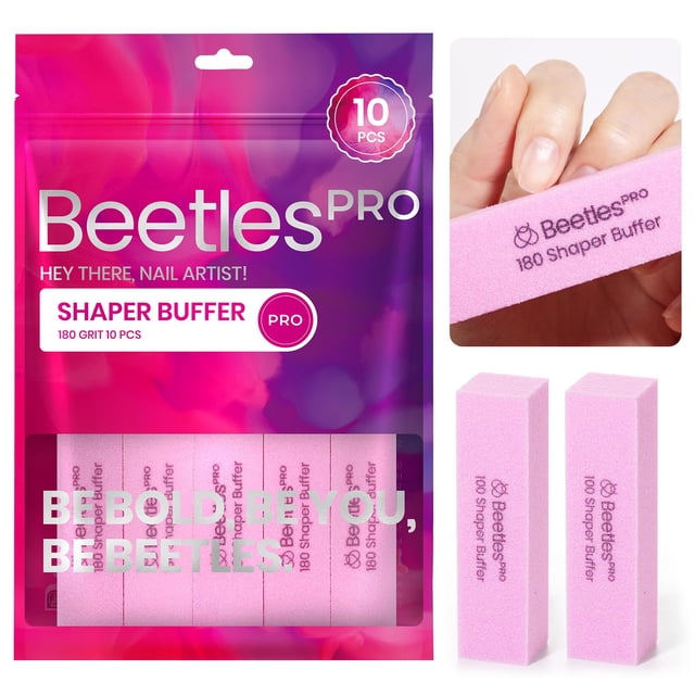 Bloques Pulidores de Uñas Beetles Pro 10 Piezas 180 Grit Rosa