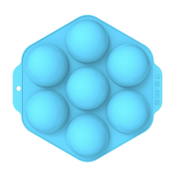 Toystoory Molde para pastel de silicona con esfera de media bola de 7 orificios, molde para hornear dulces de hielo y galletas de Chocolate Herramientas y accesorios para hornear Azul