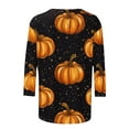 thumbnail image 5 of Cmfcve Womens Plus Size Halloween 3/4 Sleeve Top Cute Print Crew Neck T-Shirt Loose Fit Fall Casual Festival Tee, 5 of 5