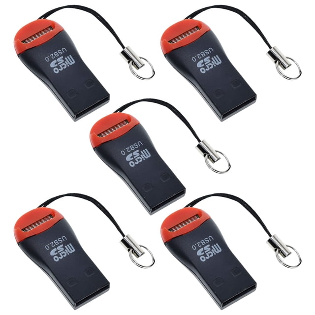 XIANXIAN 5 Pack Micro SD Card Reader with Tether Pocket SDXC TF Card Reader Micro SD Card to USB Adapter for Camera Memory Card PC Laptop Retro Android Phone Car Dash Cam Recorder
