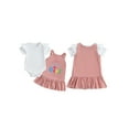 thumbnail image 2 of Miaouyo Baby Girls Summer Clothes Solid Short Sleeve Romper with Letter Embroidery Overall Dress 2 Pcs Set, 2 of 9
