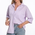 thumbnail image 2 of Leesechin Ladies Tops Blouses V-Neck Casual Loose T Shirt, 2 of 9