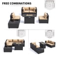 thumbnail image 3 of MRUAKA 6 Pieces Patio Conversation Set With Firepit, Outdoor Sectional PE Rattan Wicker Furniture Seat,Khaki, 3 of 8