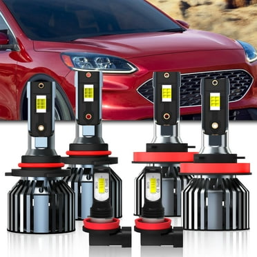Headlights Fit For Ford Escape 2017-2020 LED Headlight Bulbs,9005/HB3/H10 High Beam  H11/H8/H9 Low Beam  H11 Fog Light Combo,Plug And Play,Pack of 6 (Escape 2017-2020)