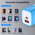 thumbnail image 2 of PD & QC Dual Port Type C Charger Block Fast Wall Charger with 2Pcs 6FT Braided Cable, Power Adapter Compatible with iPhone 17/16/15 Pro Max iPad Pro Galaxy S26 Android, Blue, 2 of 7