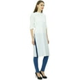 thumbnail image 3 of Phagun Kurti Tunique Unie en Coton Col Mandarin Kurta Blouse Ethnique Décontractée, 3 of 7