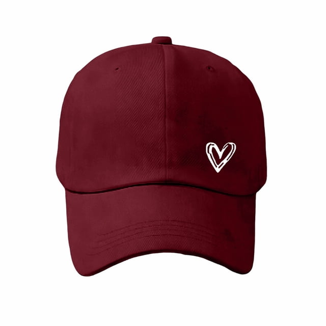 Heart Embroidered Baseball Cap,Distressed Adjustable Hat,Casual Unisex Dad Cap,Exquisite Heart Embroidered Baseball Cap Vintage Distressed Washed Adjustable Comfortable Fit Peaked Hat,Wine