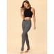 thumbnail image 3 of Allegra K Las polainas del traje de la Navidad de las mujeres imprimieron los pantalones del estribo de la yoga de la cintura elástica de la cintura alta Franja de color blanco y negro. S, 3 of 5