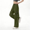 thumbnail image 5 of Cargo Pants Women Casual Straight Fit High Waisted Athletic Pants with Pockets Summer Trendy Womens Clothes, 5 of 7