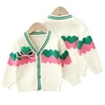 thumbnail image 4 of Chenyin Little Girls Sweater Cardigan for Toddler Kids Knitwear Tops Jacket Fall Winter Peach Heart Baby Knit Sweater Cardigan Coats 1-7 Years Old, 4 of 8