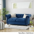 thumbnail image 3 of Ember Interiors Aaniya Velvet Chesterfield Loveseat Sofa, Navy Blue, 3 of 10