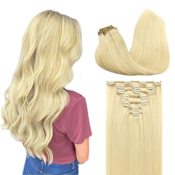 Extensiones de cabello GOO GOO Clip en cabello humano real de 22 pulgadas y 120 g