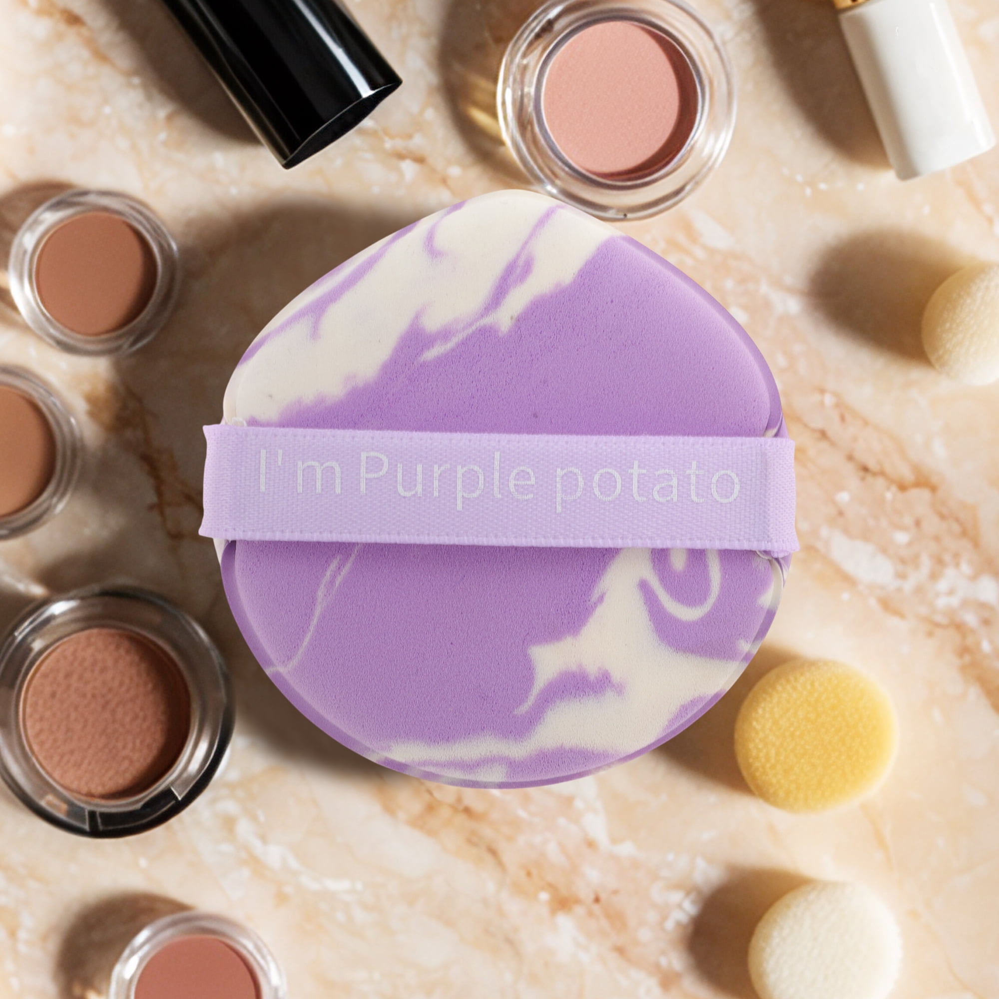 Unique Bargains 4 Pcs Combination Face Makeup Sponge Purple, White