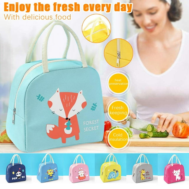 Fiudx Bolsa Térmica para Almuerzo con Dibujos Animados, Multifuncional, con Doble Cremallera, Ideal para El Trabajo o Picnic, Unisex, 29 X 21,5 X 14 Cm.