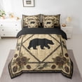 thumbnail image 2 of Homewish Rustic Bear Print Bedding Comforter Set 7pcs for Men, Jungle Plant Botanical Queen Bedding Sets, Hippie Western Animal Reversible Queen Sheet Sets, Lightweight Room Decor, 2 of 7