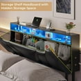 thumbnail image 5 of Aunfebrco Floating Bed Frame California King Size with Led Lights&Charging Stations&Storage Headboard, Faux Leather Upholstered Platform Bed Frame, No Box Spring Needed, Black, 5 of 9