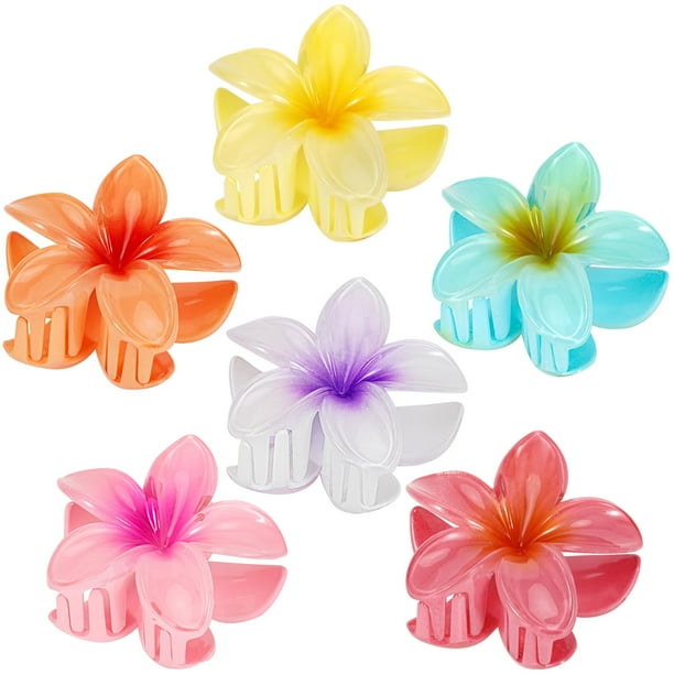 Pinzas para el cabello con flores hawaianas, pinzas para el cabello con flores grandes para cabello fino/grueso, pinzas para el cabello con flores de muy buen gusto, accesorios para el cabello hawaian