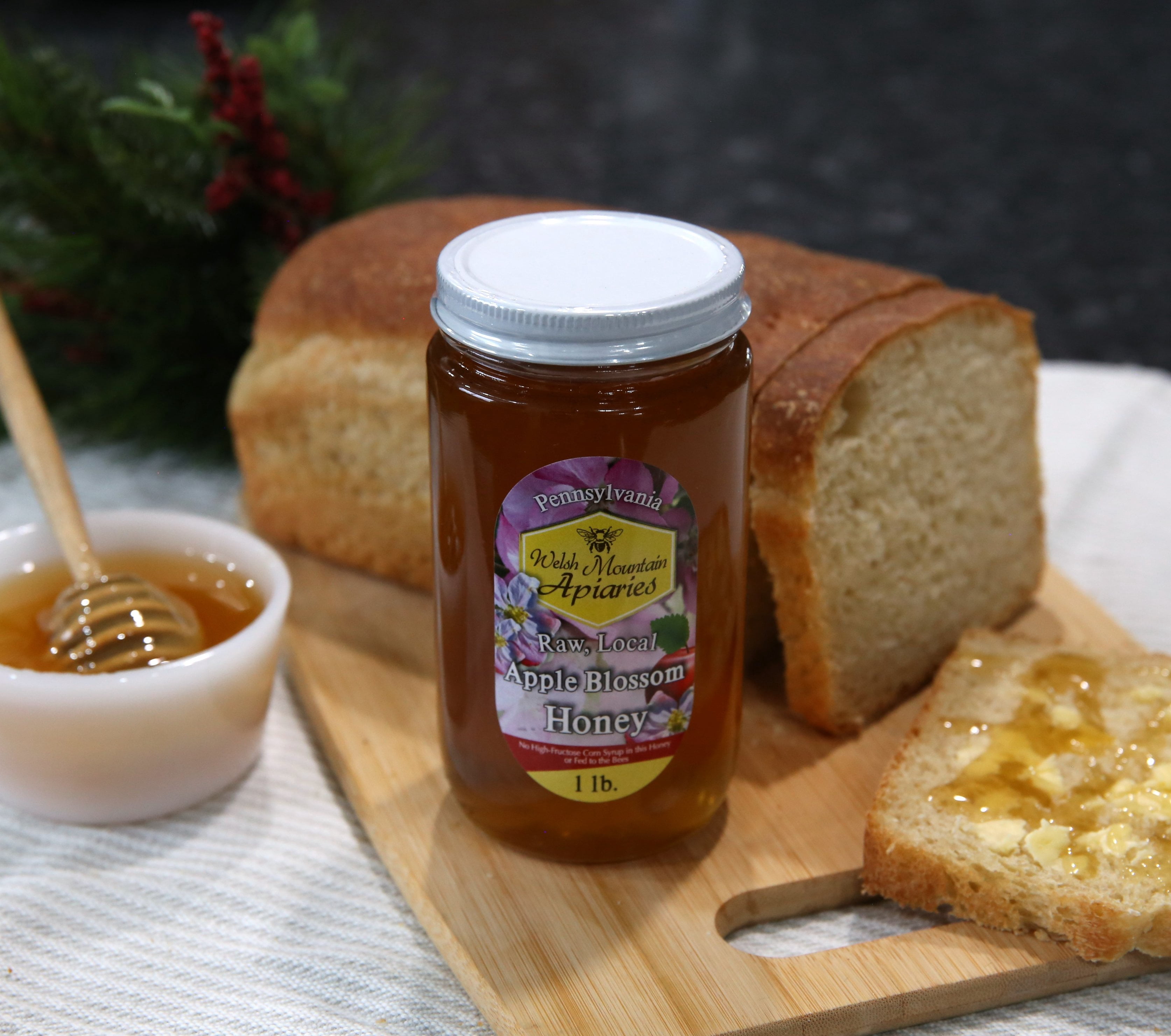 Pennsylvania Apple Blossom Honey by Welsh Mountain Apiaries, Raw and Unfiltered, 16 Ounce Jar Pack of 3