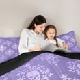 thumbnail image 5 of Homewish Halloween Skull Skeleton 7 Pieces Full Size Bedding Sets,Vintage Damask Full Size Bed in a Bag,Purple White,Black Reversible, 5 of 8