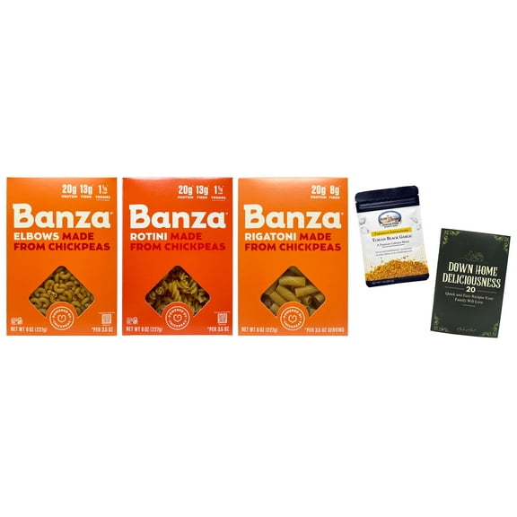 Banza Chickpea Pasta - 3 shapes - 1 each: Elbows, Rotini, Rigatoni (8 oz.) | Shawhan Farms Parmesan   MerlinsMart Zine