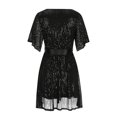 thumbnail image 6 of Sevevn Women's Sequin Loose Fitting Dress With Split Sleeves Casual Loose Mini Short Dress Short Sleeved Round Neck Dress, 6 of 7