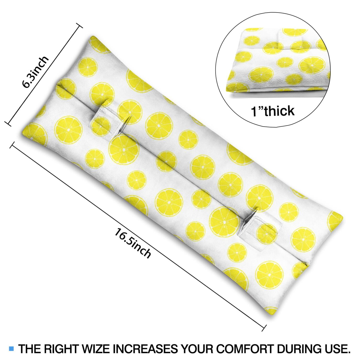 Yellow Fruit Seatbelt Pillow for Post-Surgery - Mastectomy Breast Surgery Heart Surgery Recovery Cushion - Soft Car Travel Pillow (Refreshing Lemon Print)