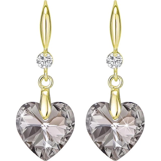 Pendientes colgantes de corazón de plata y oro rosa de 14 k para mujer, modernos pendientes colgantes para niñas, estilo austriaco, oro negro, código de producto 67855, oro negro