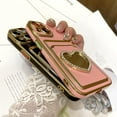 thumbnail image 4 of Plating Wallet for iPhone 14 Case, Plating Love Heart Mirror Card Holder Camera Protection Luxury Cover + 2* Screen Protector, Card Slot Case Elegant iPhone 14 Phone Case -Pink, 4 of 12