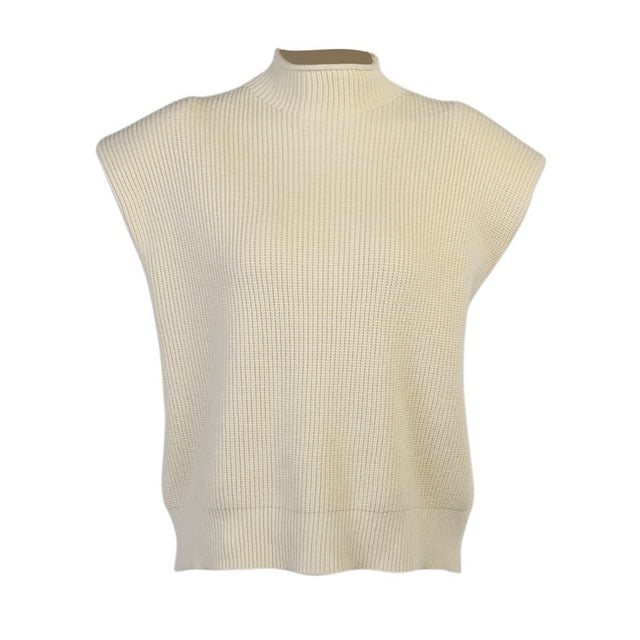 Fortune Gilet Pull pour Femmes Col Roulé Gilet Tricoté Élégant Décontracté Sans Manches