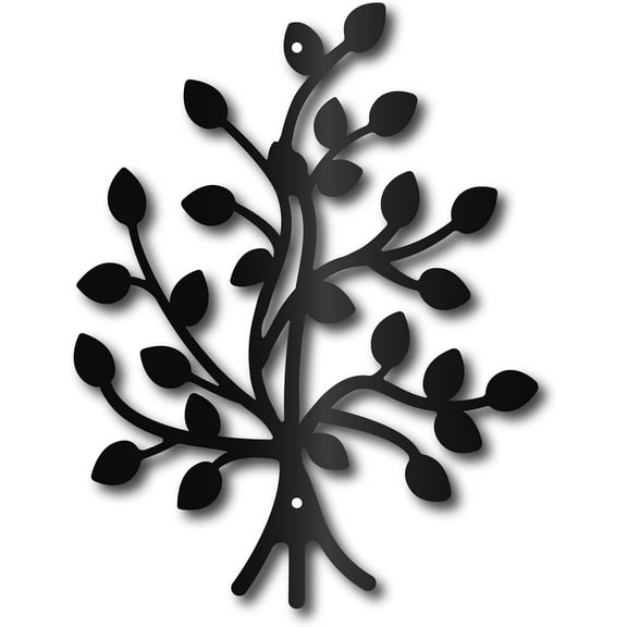 Tree of Life Metal Wall Art Tree Leaf Wall Decoration Black Sculptures Wall Hanging Ornament Hollow Out Metal Wall Sign for Balcony Patio Porch Bedroom Living Room Garden Office 12 x 9Inch DIY