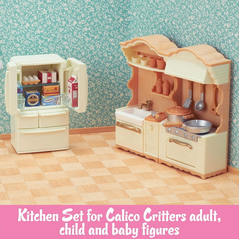 Sylvanian Families Calico Critters Furniture Kitchen Cookware & Trolley Set  1