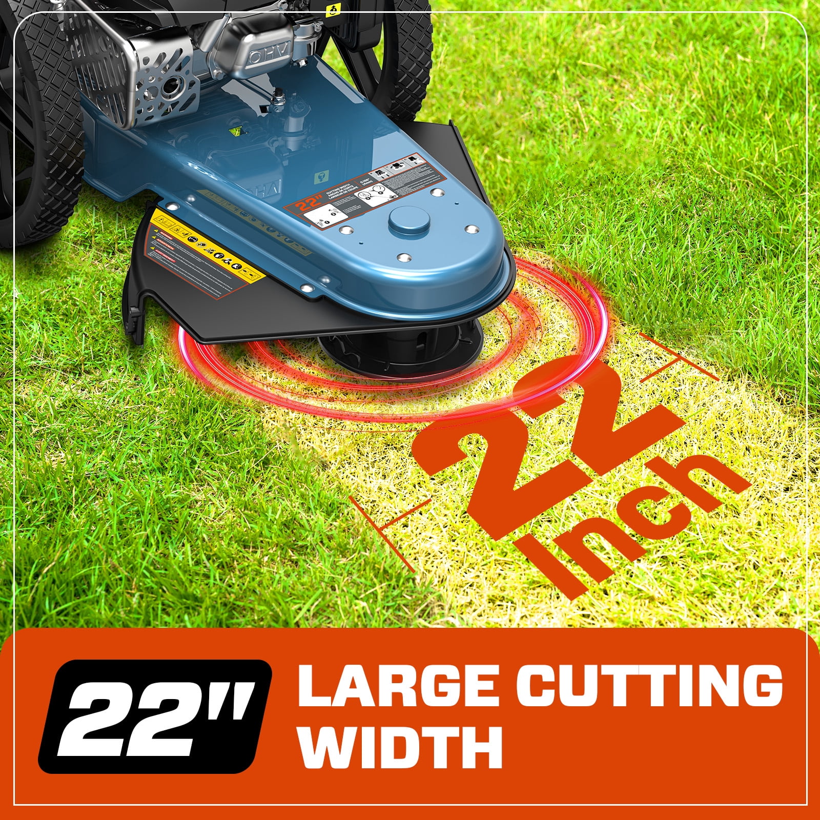 SENIX 22"  Brush Cutter and Weed Eater, 160cc 4-Cycle Gas Grass Trimmer with 5-Position Height Adjustment, Walk Behind String Trimmer