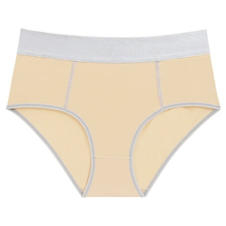 

NILLLY Basic Women s Panties High Waist Light Solid Color Briefs Ladies Panties Complexion / M