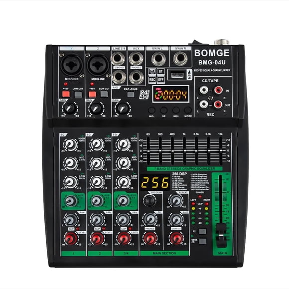 Mezclador de Audio BOMGE BMG-04U Bluetooth USB MP3 de 4 Canales