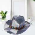 thumbnail image 5 of Jiibva Western Cowboy Hat for Women Men, Tie Dye Patchwork Denim Hat Wide Brim Bucket Hat Vintage Jazz Hat for Stylish Party Accessory, 5 of 7